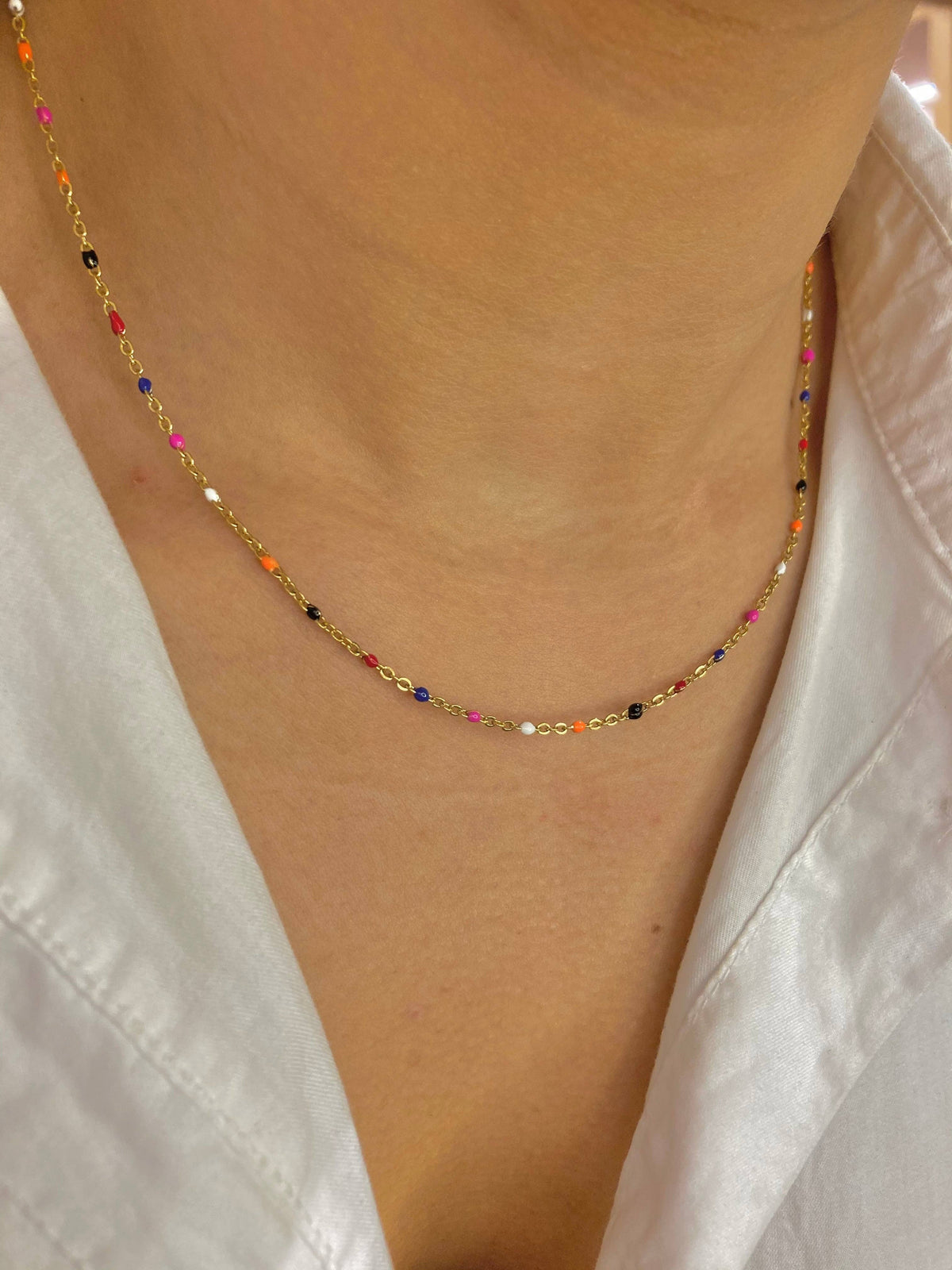 Cassette barokketting Alicia goud met multikleuren emaille