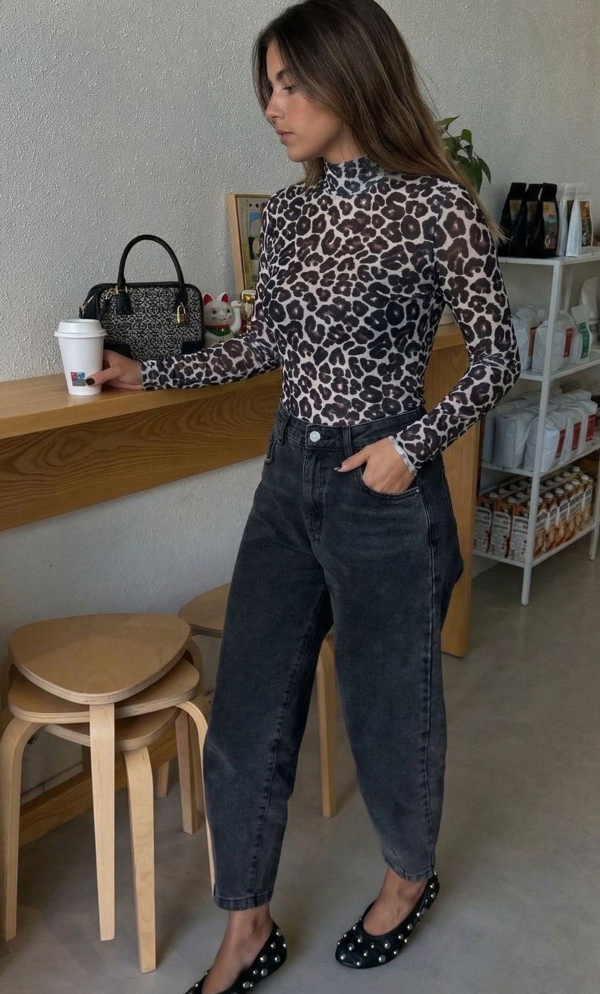 Top Neyo Leopard Mesh