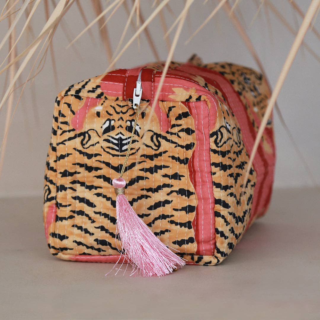 Toiletbag - Fez luipaard rosé